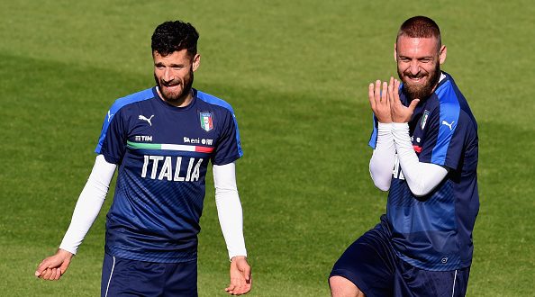 Candreva e De Rossi allenamento Nazionale