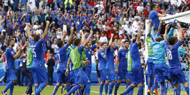 Nazionale esultanza Italia-Spagna Euro 2016